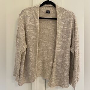 Eileen Fisher Linen Cotton Silk Knit Open Cardigan